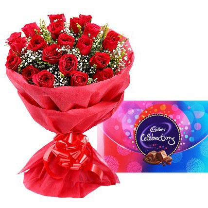 Red roses  with cadbury ...